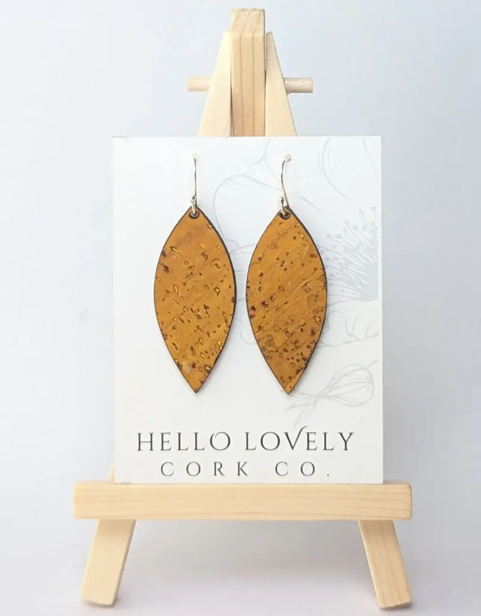 Small Leaf Cork Earrings - Ochre Yellow