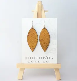 Small Leaf Cork Earrings - Ochre Yellow