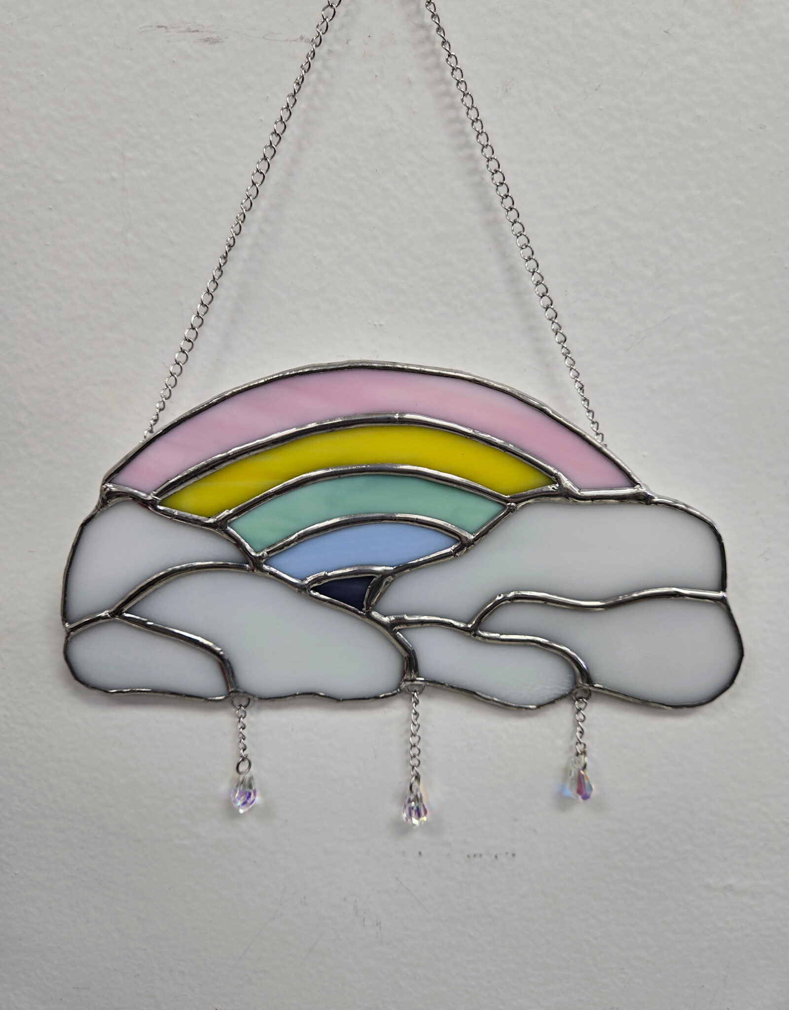 Stained Glass Rainbow w/Clouds Suncatcher