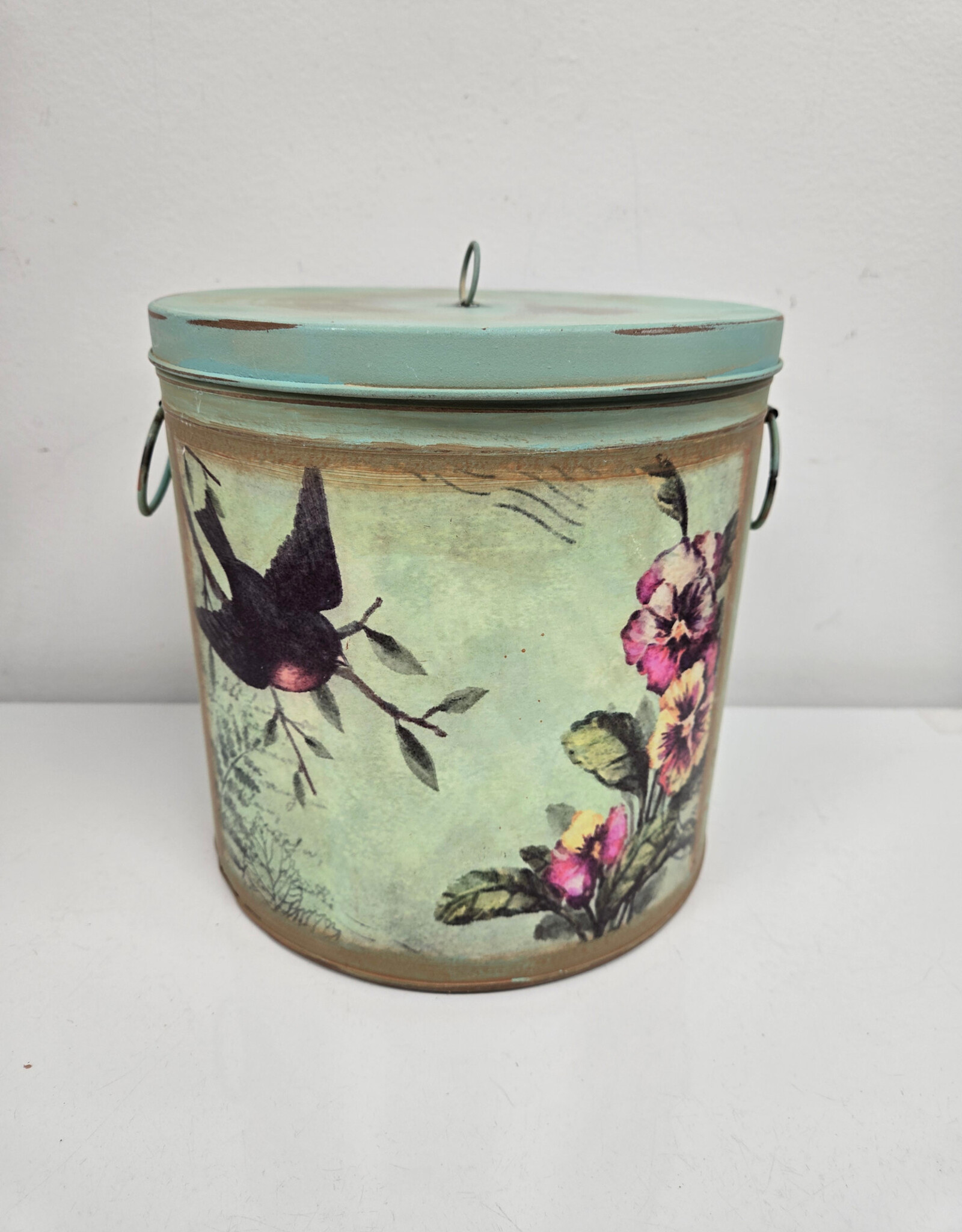 Green Tin Bird Canister