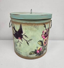 Green Tin Bird Canister
