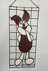 Vintage Stained Glass Piglet