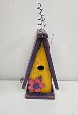 Colourful Wooden Birdhouse - Yellow/Purple/Pink