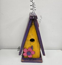 Colourful Wooden Birdhouse - Yellow/Purple/Pink