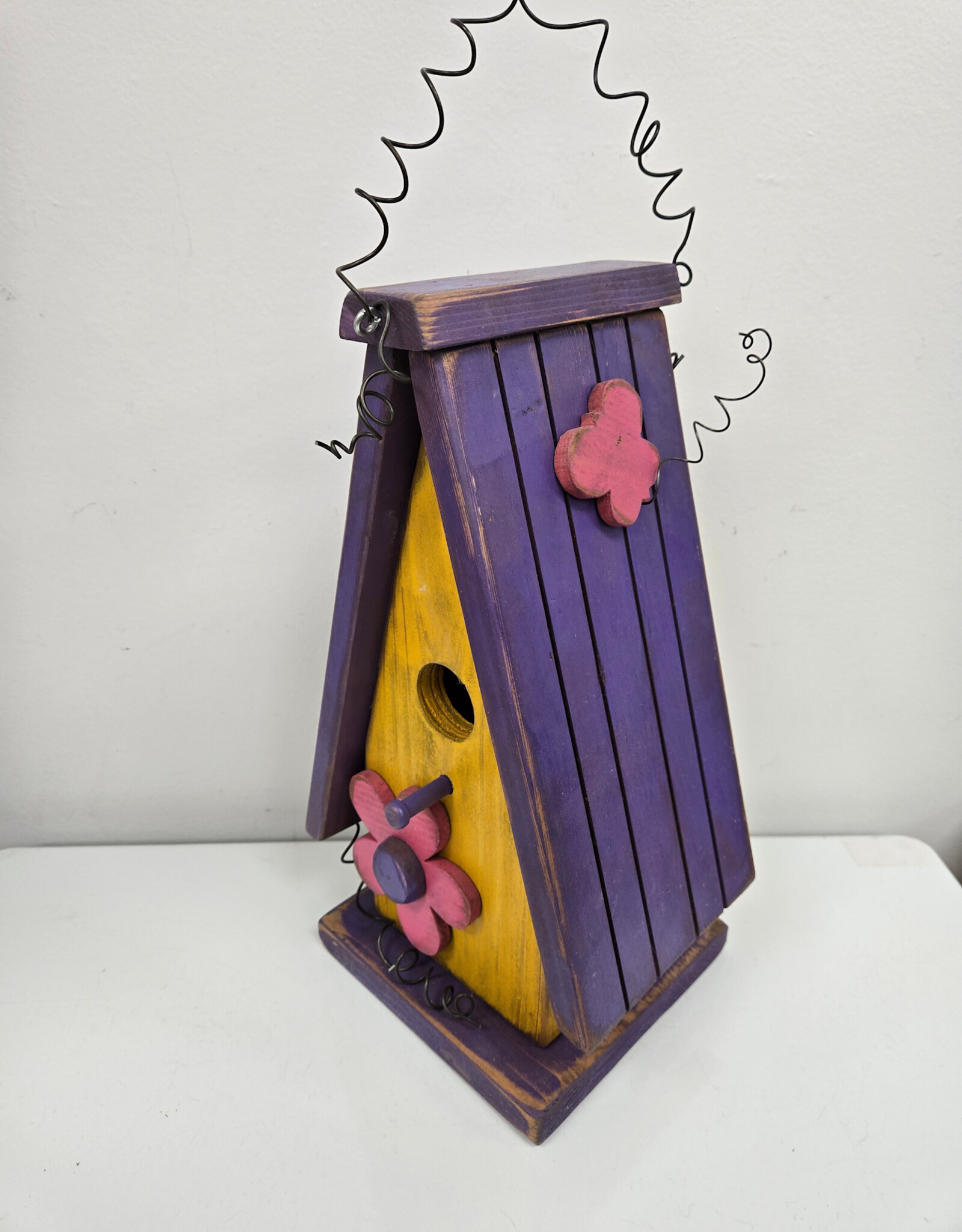 Colourful Wooden Birdhouse - Yellow/Purple/Pink