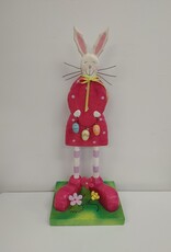 Tall Wooden Bunny w/Pink Dress