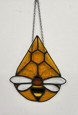 Stained Glass Teardrop Bee w/Chain