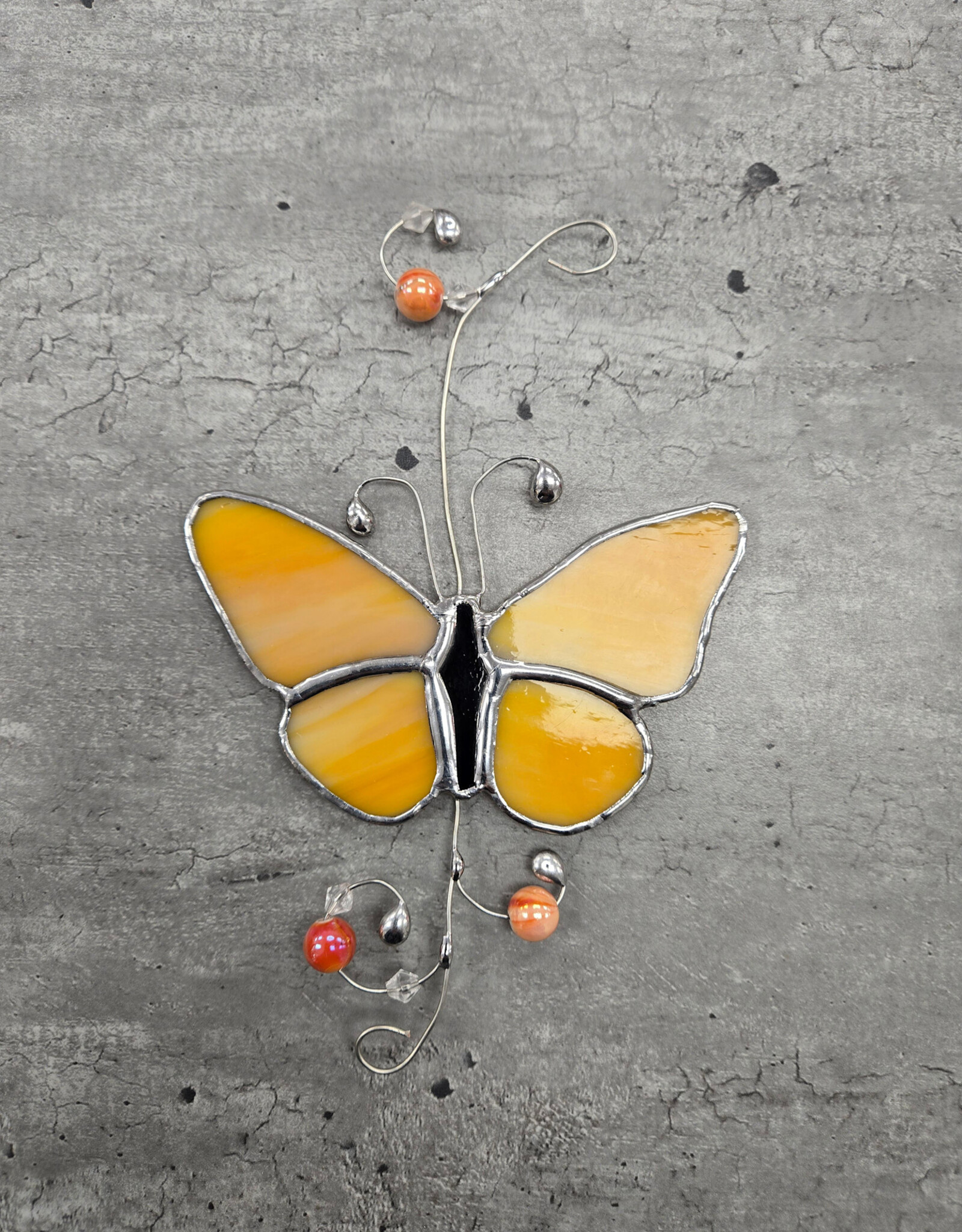 Stained Glass Butterfly Suncatcher w/wire & beads - various colours