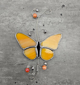 Stained Glass Butterfly Suncatcher w/wire & beads - various colours