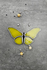 Stained Glass Butterfly Suncatcher w/wire & beads - various colours