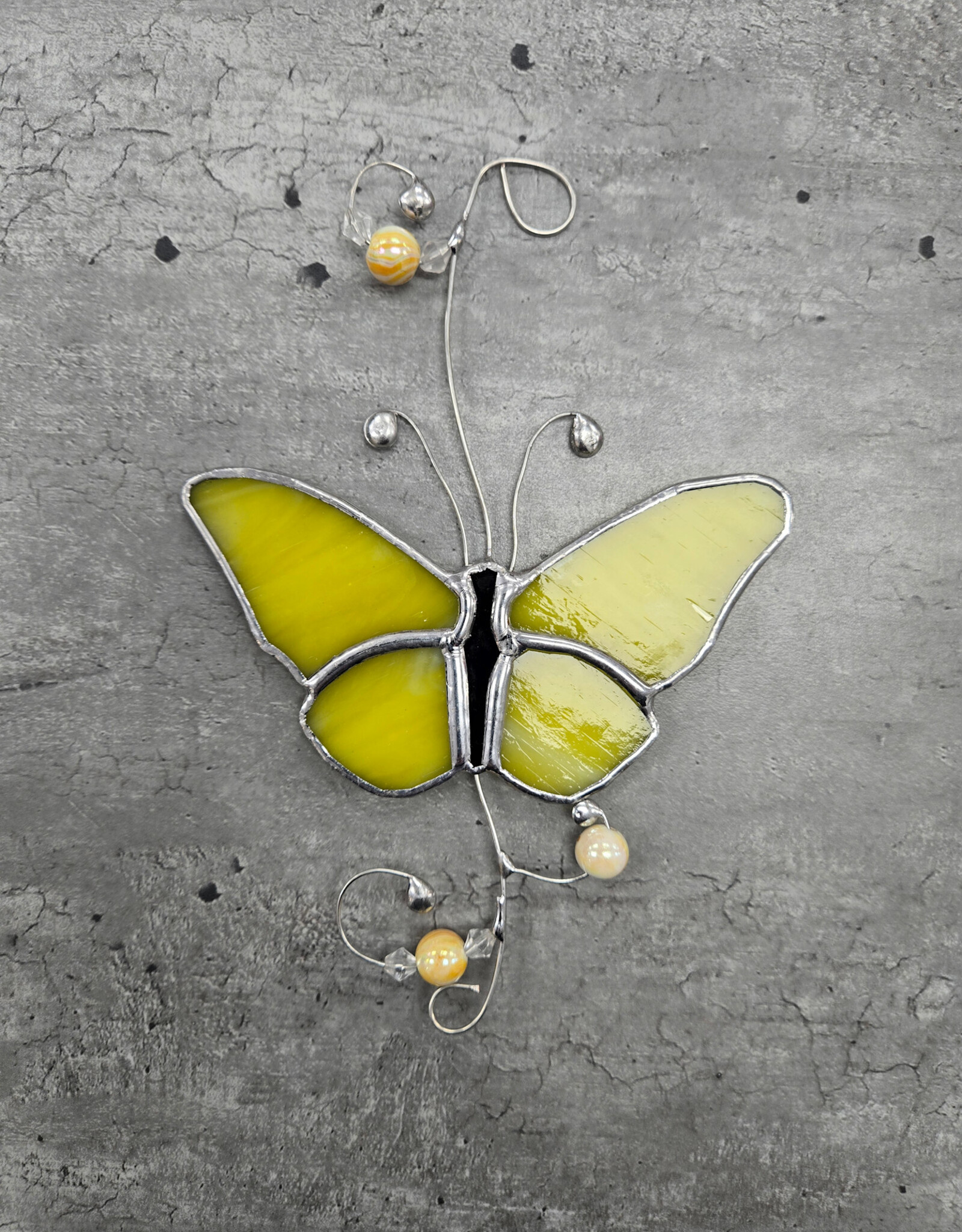 Stained Glass Butterfly Suncatcher w/wire & beads - various colours