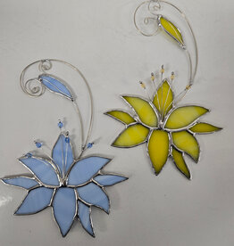 Stained Glass Large Lily Suncatcher w/wire & beads - various colours