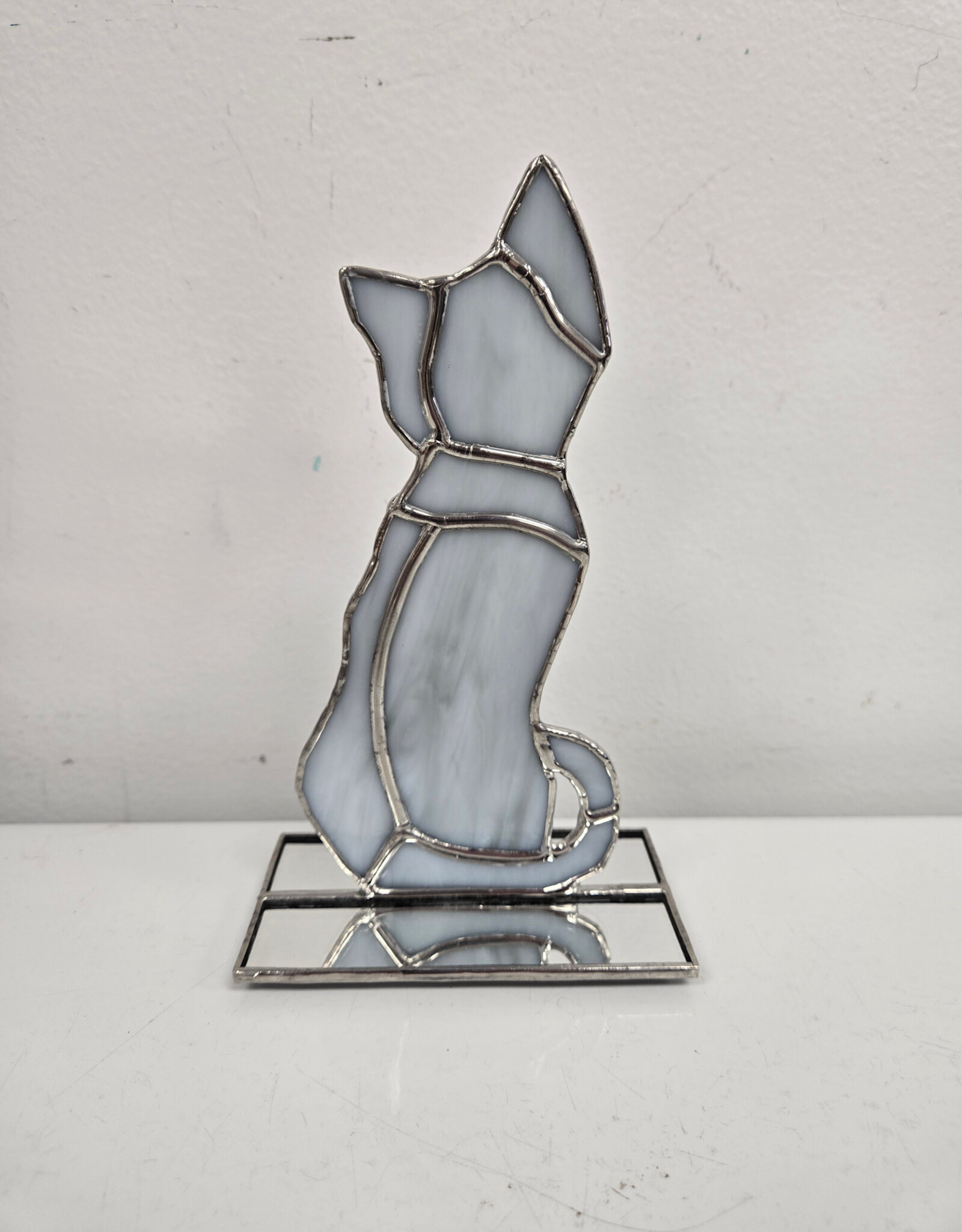 Stained Glass Cat on Mirror Stand