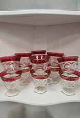 12 Indiana Glass Kings Crown Ruby Footed Glasses