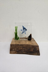 Angelfish on Wood - blue/purple/white