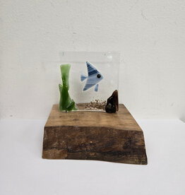 Angelfish on Wood - blue/purple/white