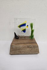 Angelfish on Wood - blue/white/yellow