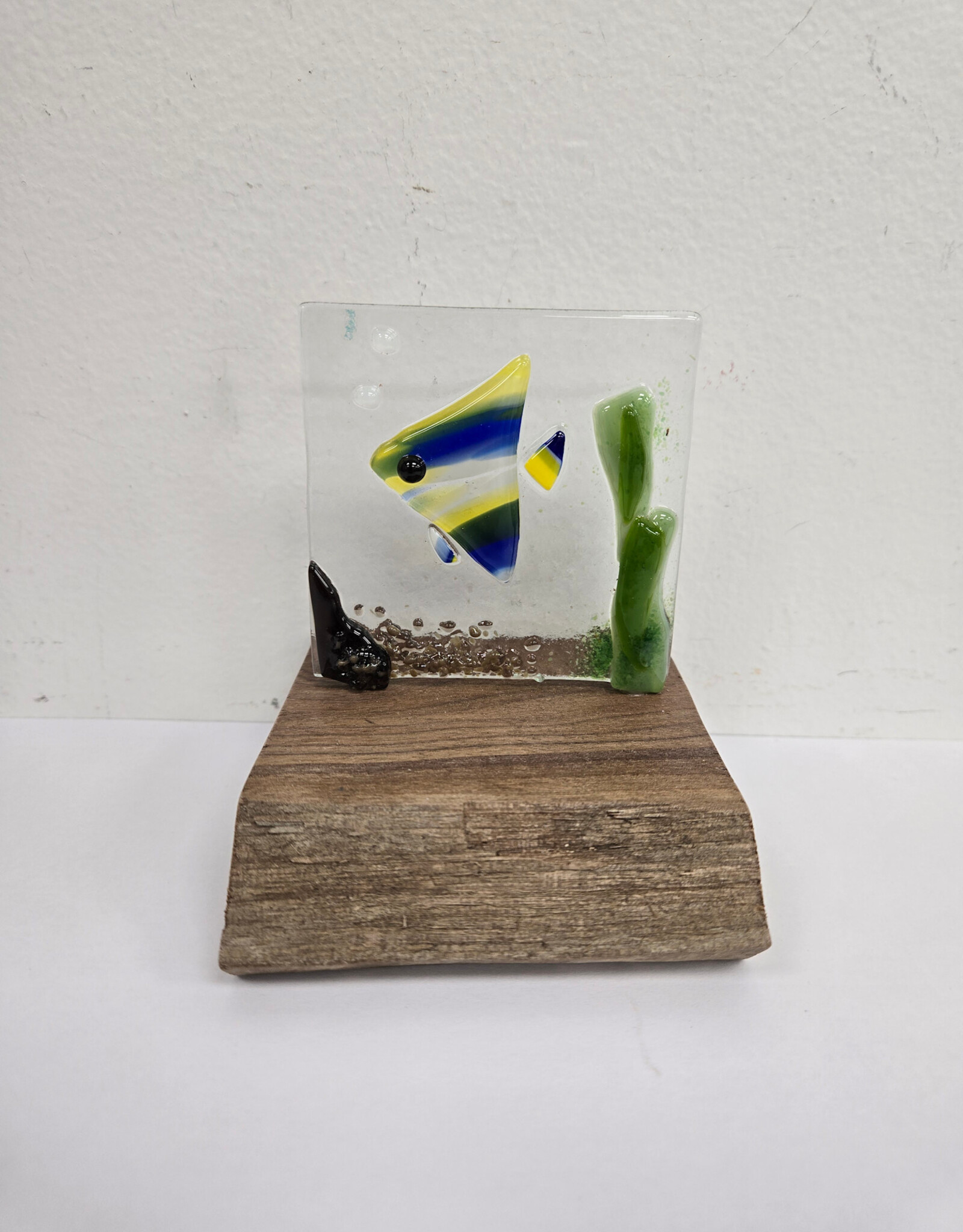 Angelfish on Wood - blue/white/yellow