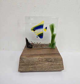 Angelfish on Wood - blue/white/yellow