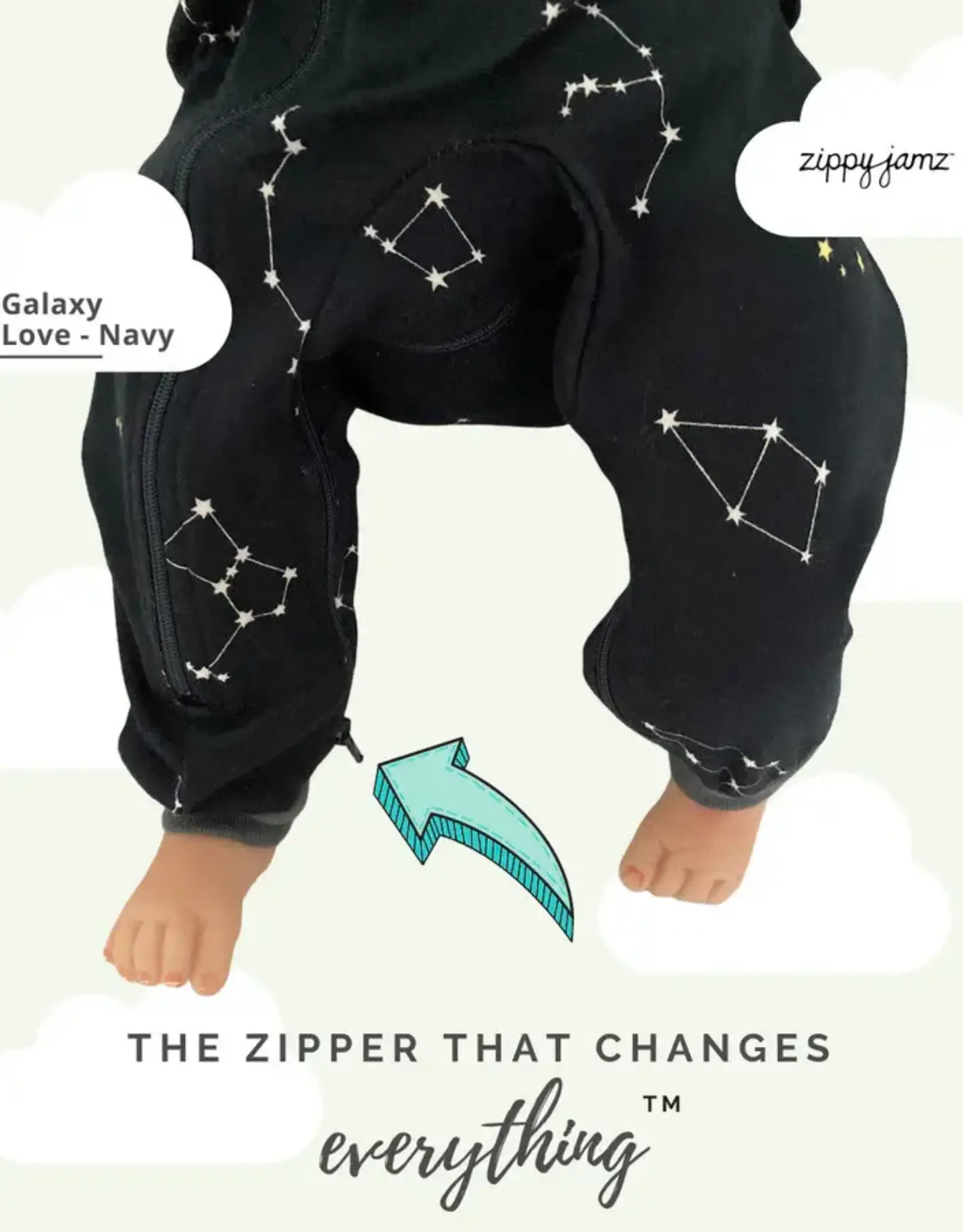 ZippyJamz Galaxy Love Navy - Footless