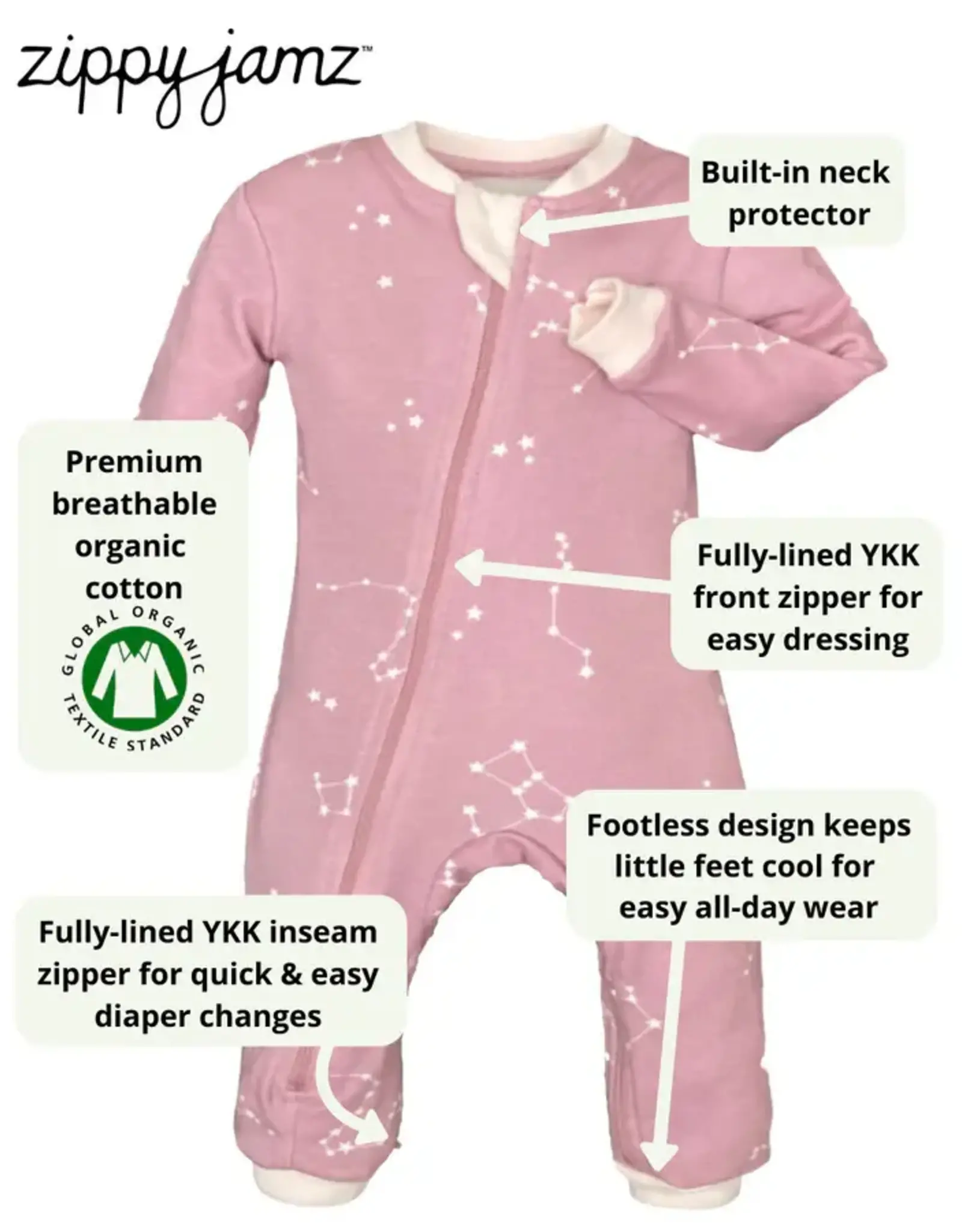 ZippyJamz Galaxy Pink - Footless
