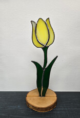 Stained Glass Tulip on wood base - various colours