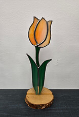 Stained Glass Tulip on wood base - various colours