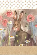 Tea Towel - Hare & Poppies