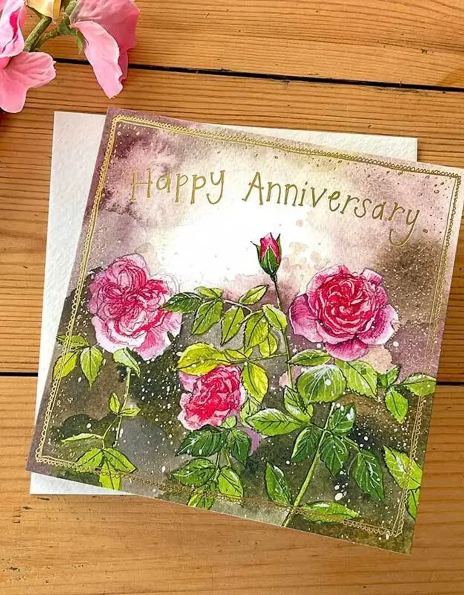 Alex Clark Anniversary Card - Pink Roses