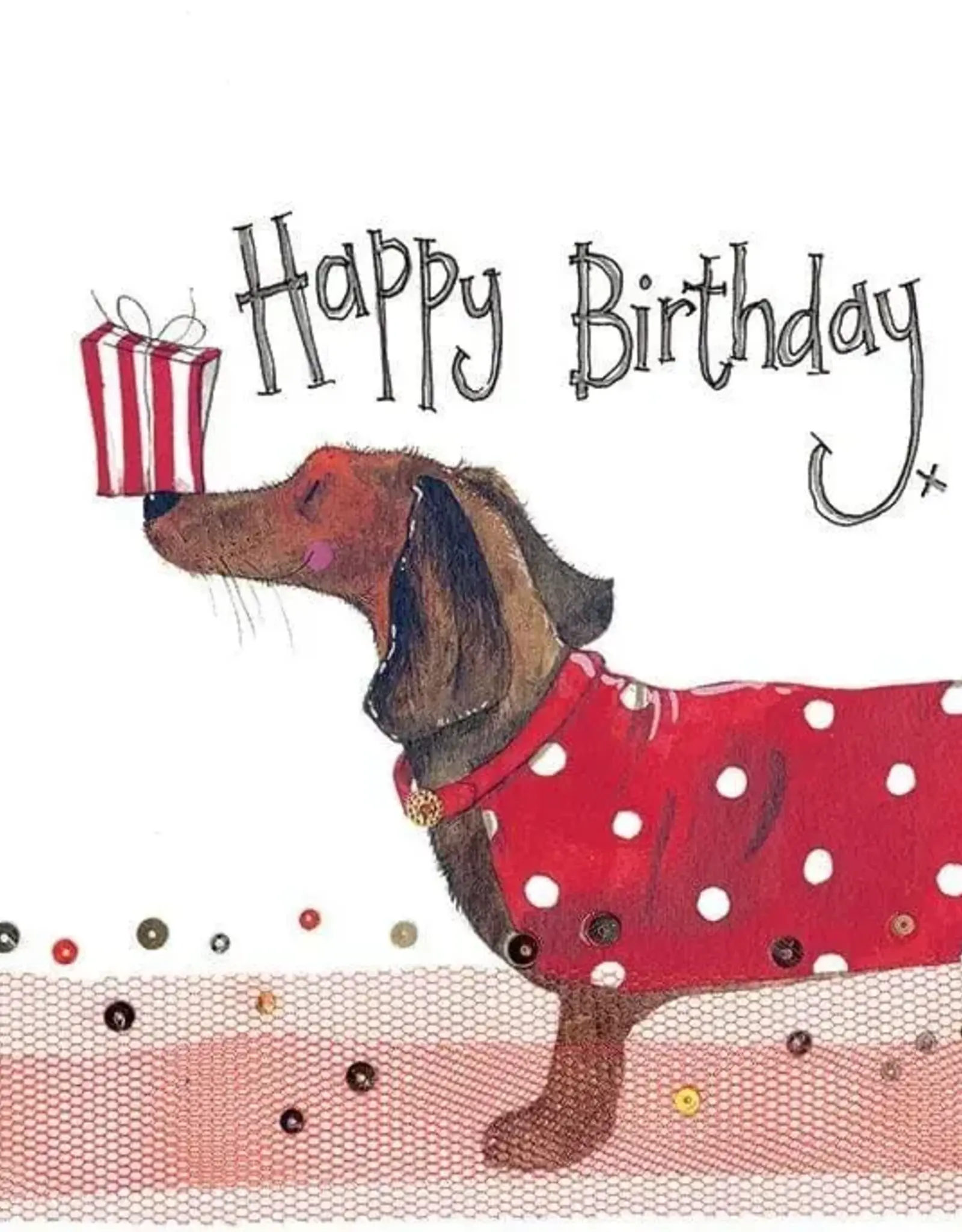Alex Clark Birthday Card - Dachshund & Present