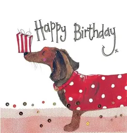 Alex Clark Birthday Card - Dachshund & Present