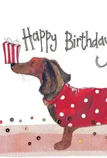 Alex Clark Birthday Card - Dachshund & Present