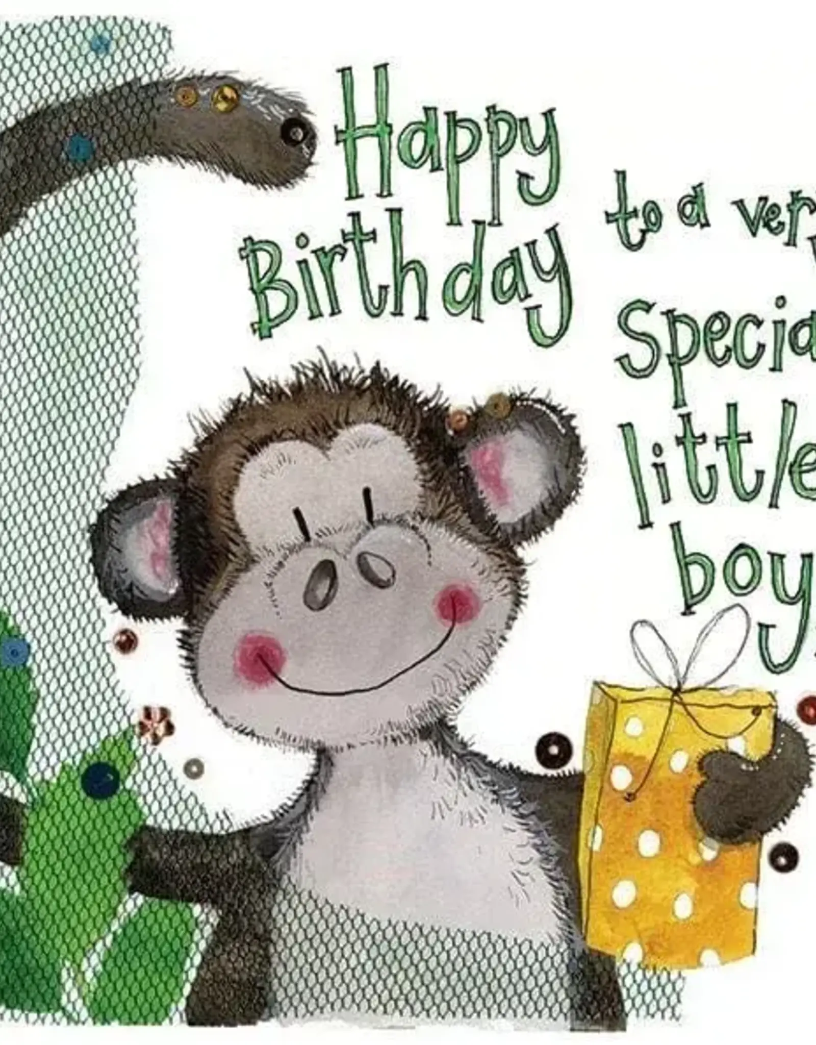 Alex Clark Birthday Card - Little Boy Monkey
