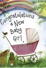 Alex Clark New Baby Card - Sunshine Pink Pram
