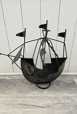 Vintage Metal Ship Sculpture