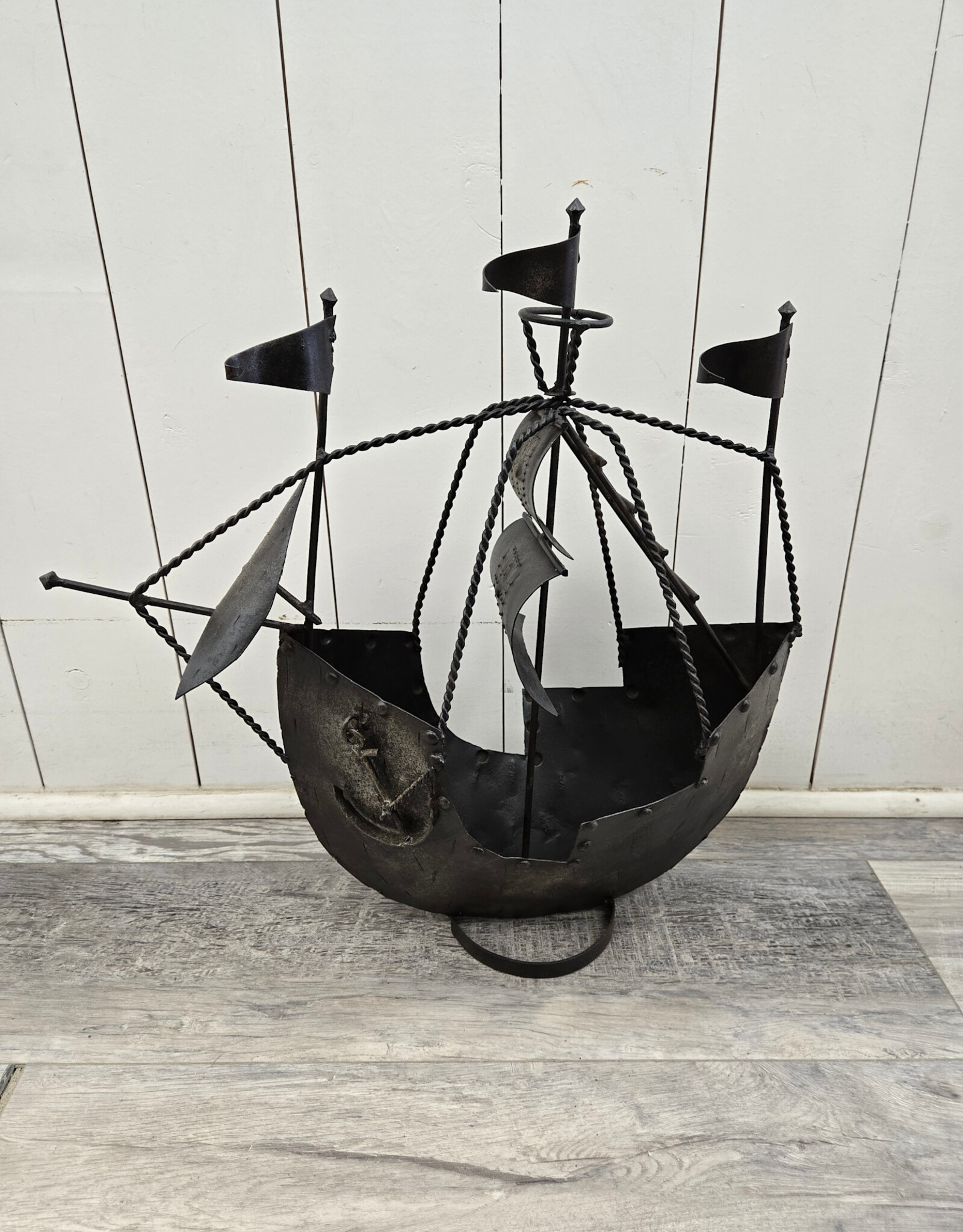 Vintage Metal Ship Sculpture