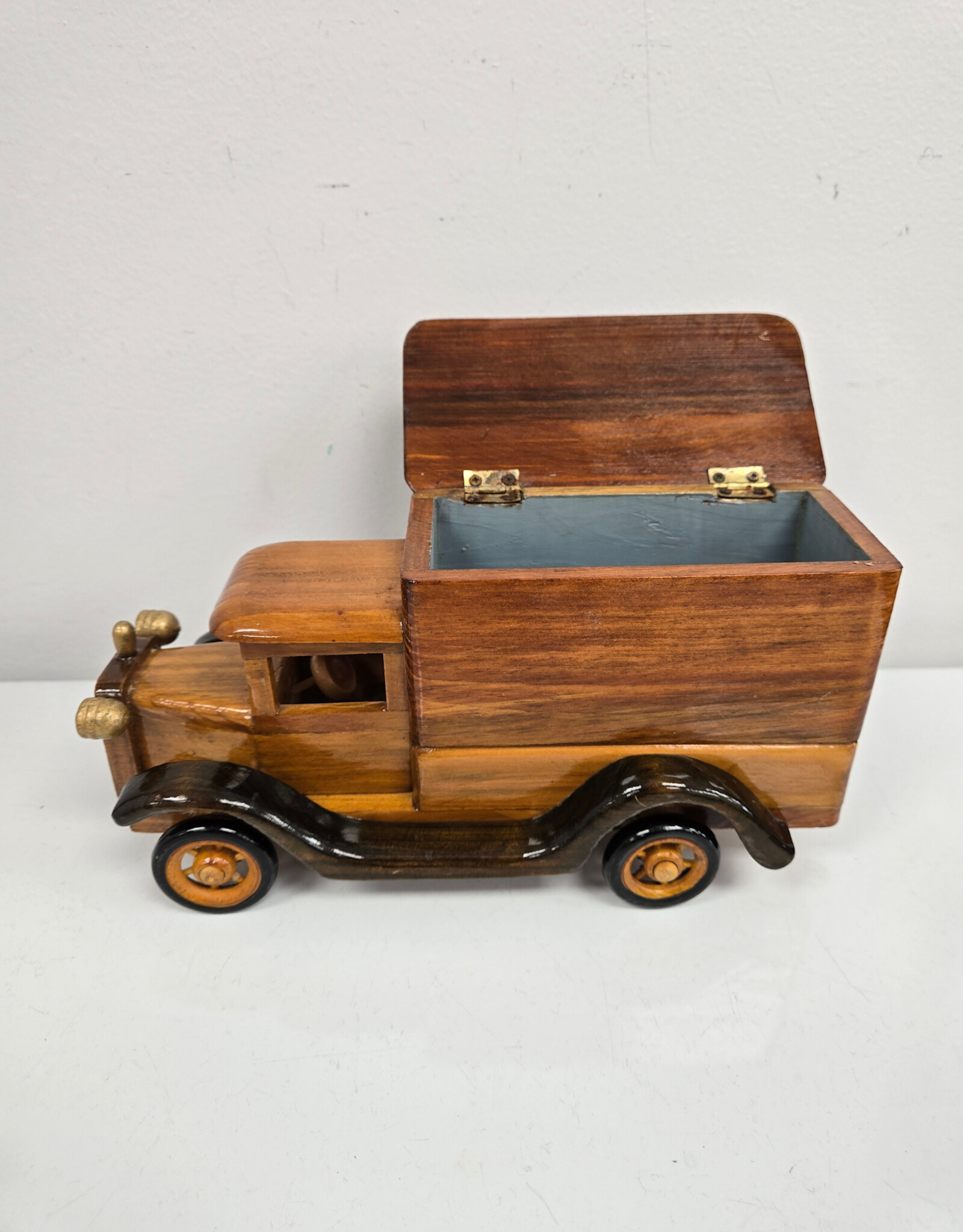 Vintage Hand-crafted Wooden Delivery Truck w/Lidded Storage Box