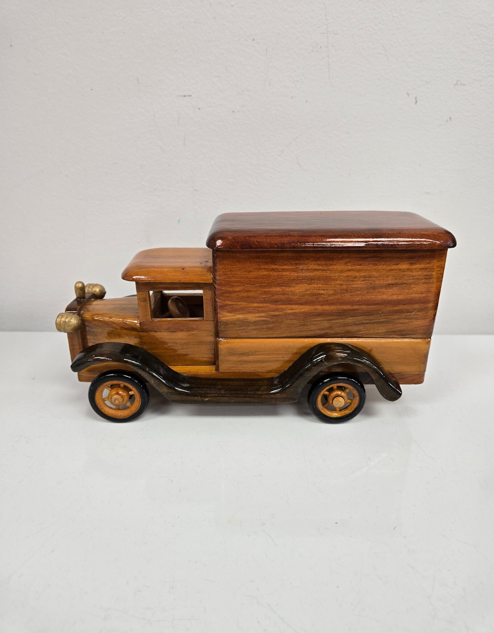 Vintage Hand-crafted Wooden Delivery Truck w/Lidded Storage Box