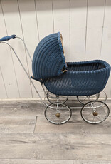 Vintage  Blue Wicker Doll Carriage