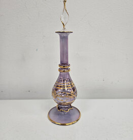 Egyptian Glass Purple & Gold Perfume Bottle - 6.75"