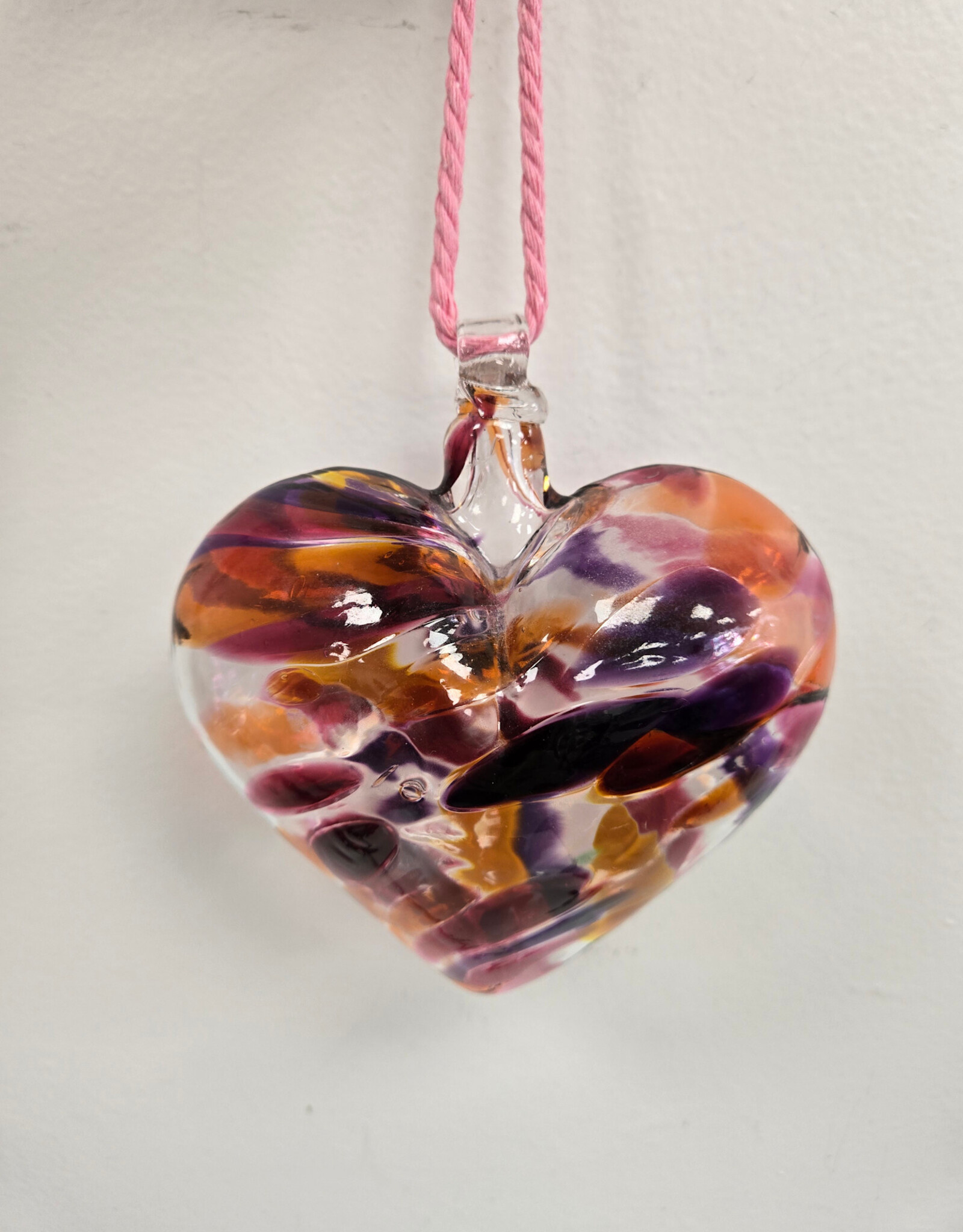 Vintage Hand Blown Glass Hanging Heart