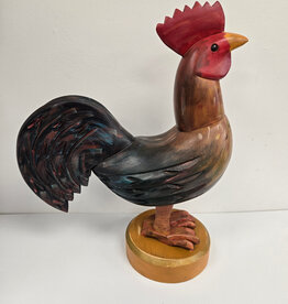 Vintage Hand-Carved Wooden Rooster - 17.5"