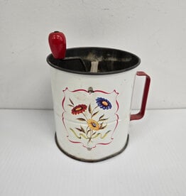 Vintage Androck 3 Screen Flour Sifter - flowers