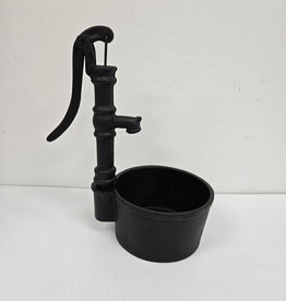 Vintage Black Cast Iron Pump Planter - 9" tall