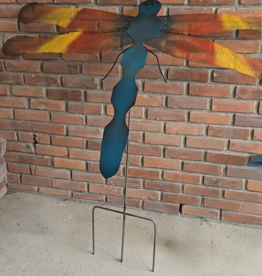 Large Metal Dragonfly Garden Stake