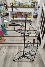 Vintage Black Twisted Wrought Iron 5 Stair Plant Stand