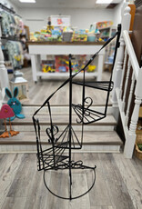 Vintage Black Twisted Wrought Iron 5 Stair Plant Stand