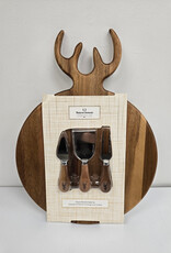 Wooden Cheese Board & Knife Set - deer