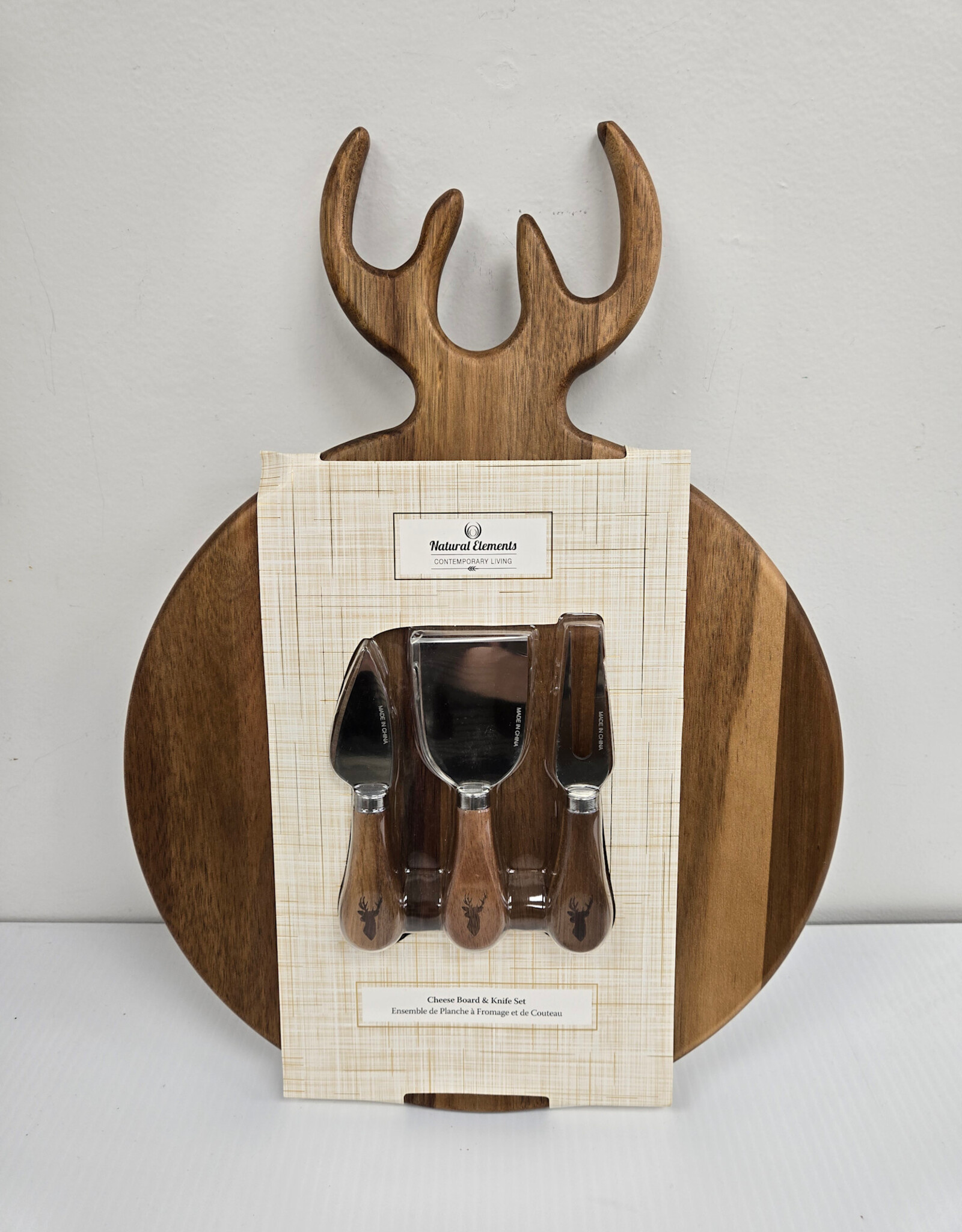 Wooden Cheese Board & Knife Set - deer