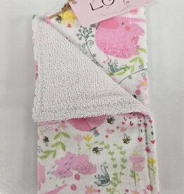 Burp Cloth - Pink Elephants w/flowers & bees